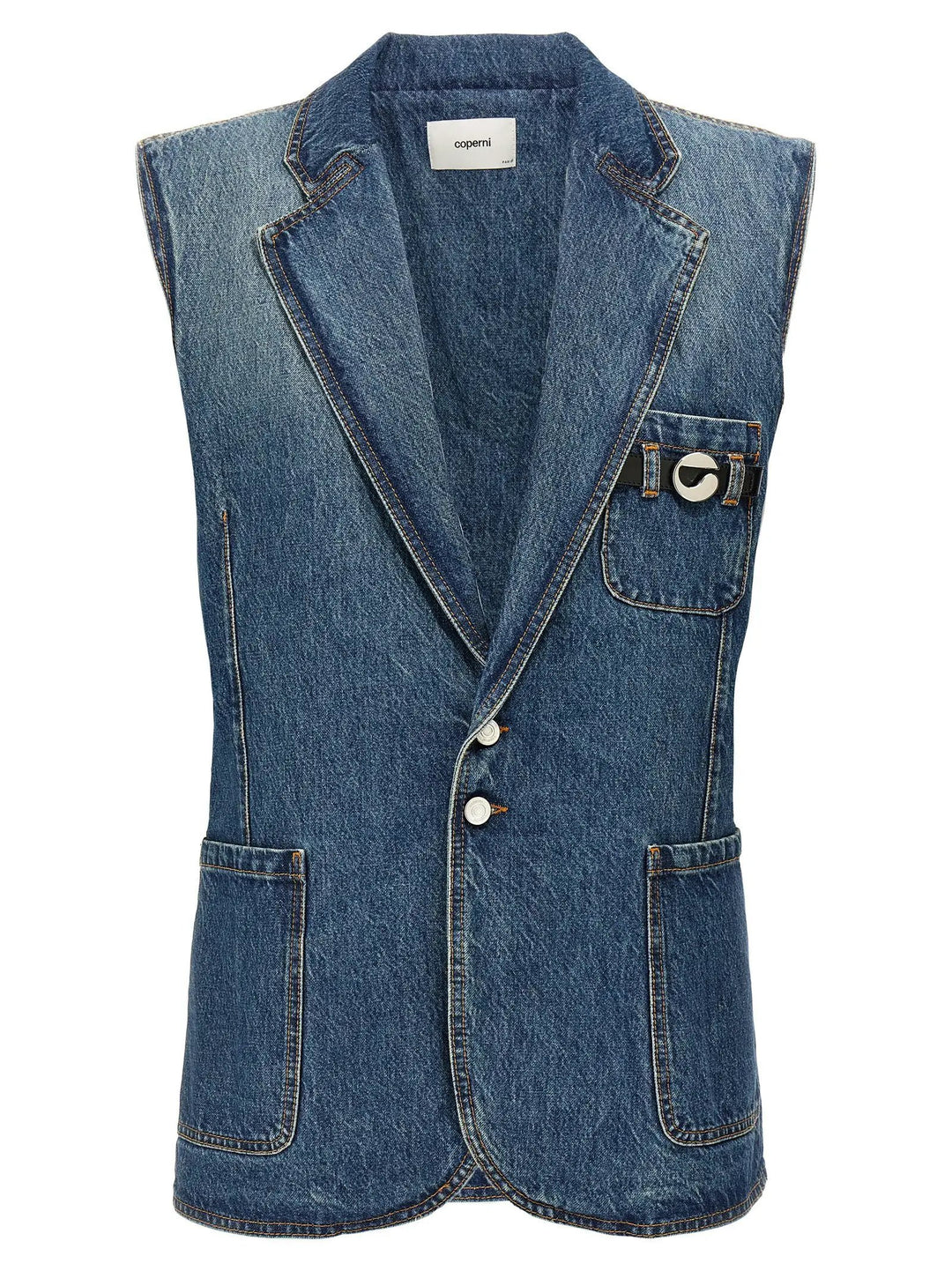 Coperni Blue Cotton Sleeveless Jacket