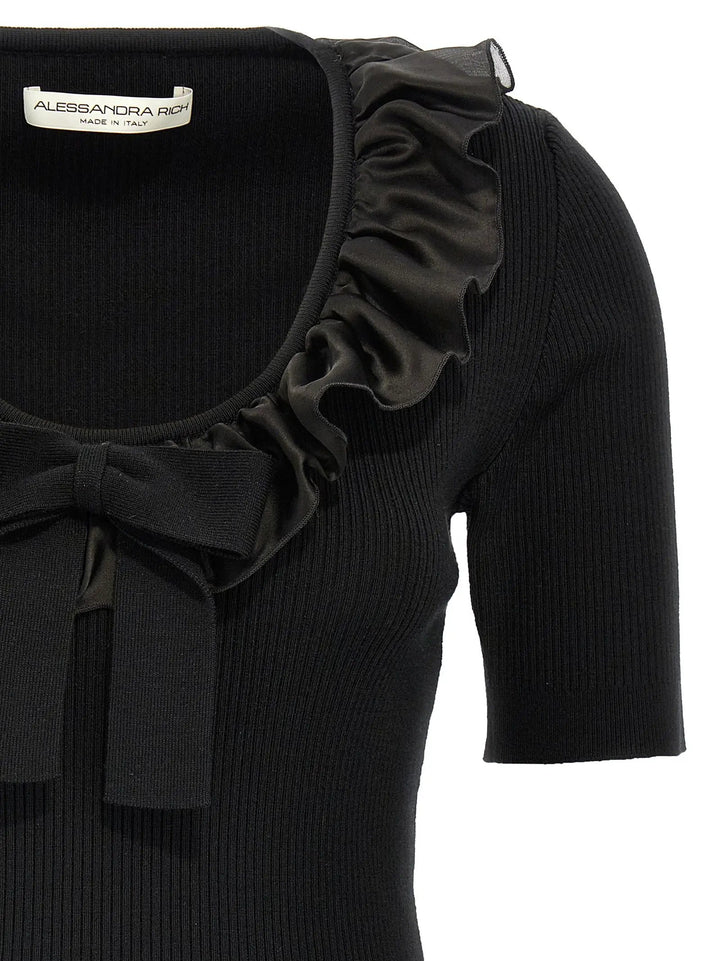 Alessandra Rich Black Wool T-Shirt