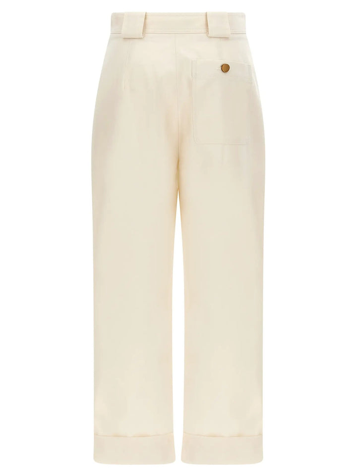 Max Mara White Cotton Casual Pants