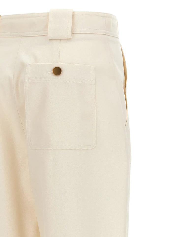 Max Mara White Cotton Casual Pants