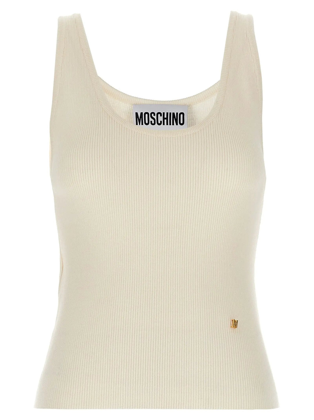 Moschino White Virgin Wool Sleeveles T-Shirt