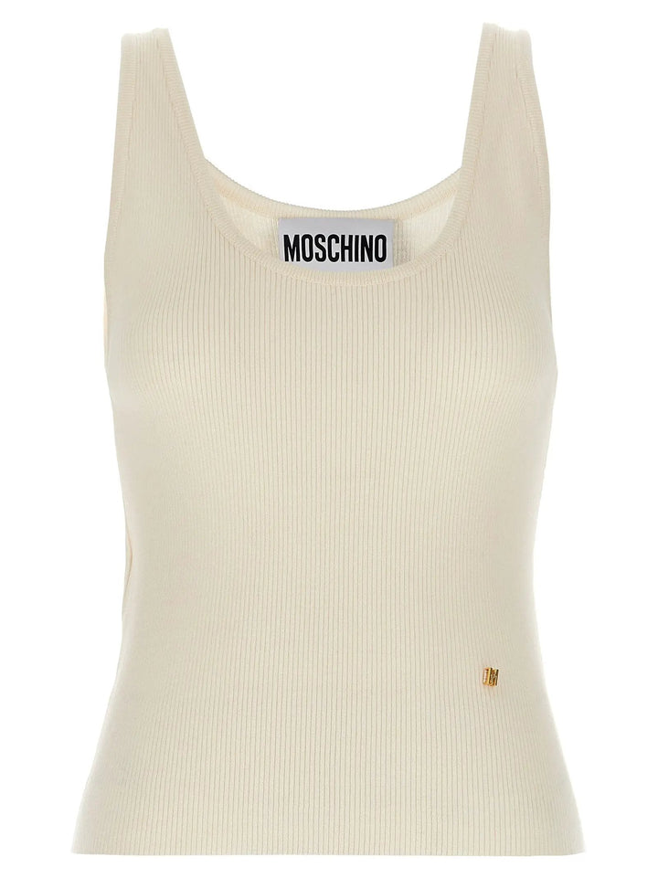 Moschino White Virgin Wool Sleeveles T-Shirt