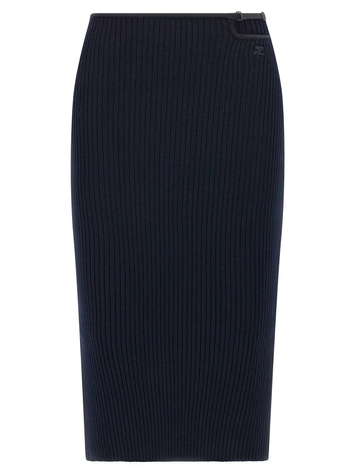 Courrèges Blue Viscose Midi Skirt