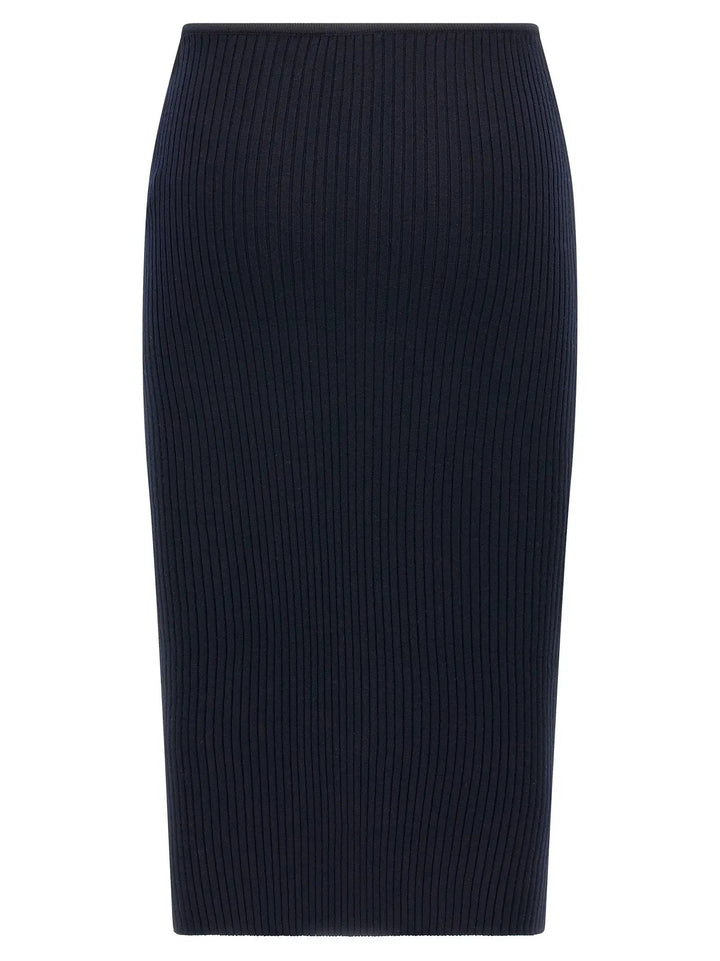 Courrèges Blue Viscose Midi Skirt