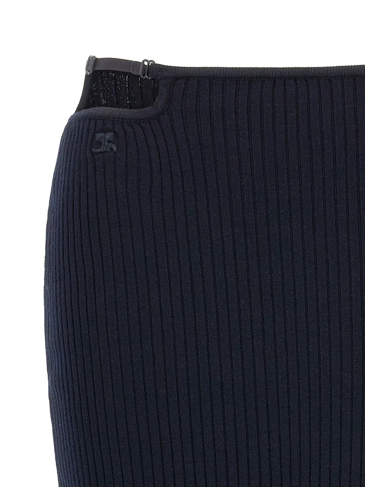 Courrèges Blue Viscose Midi Skirt