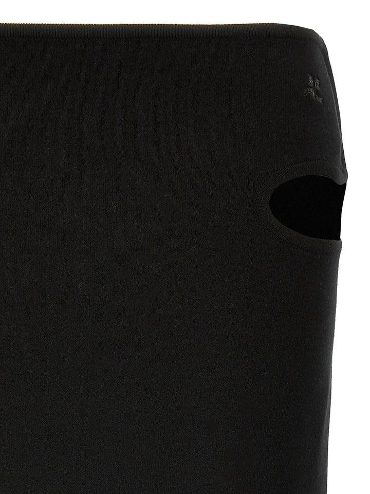 Courrèges Black Viscose Long Skirt