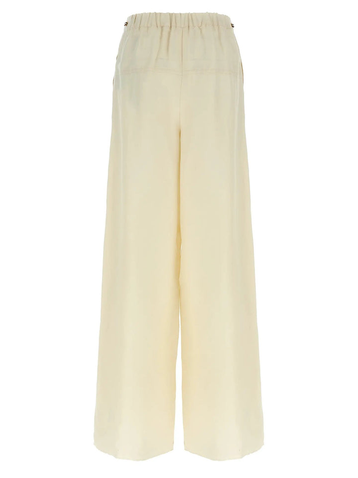 Max Mara White Flax Casual Pants