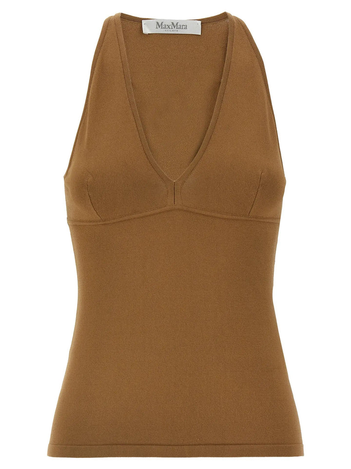 Max Mara Brown Viscose Sleeveles T-Shirt
