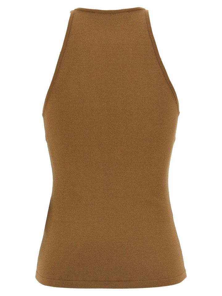 Max Mara Brown Viscose Sleeveles T-Shirt