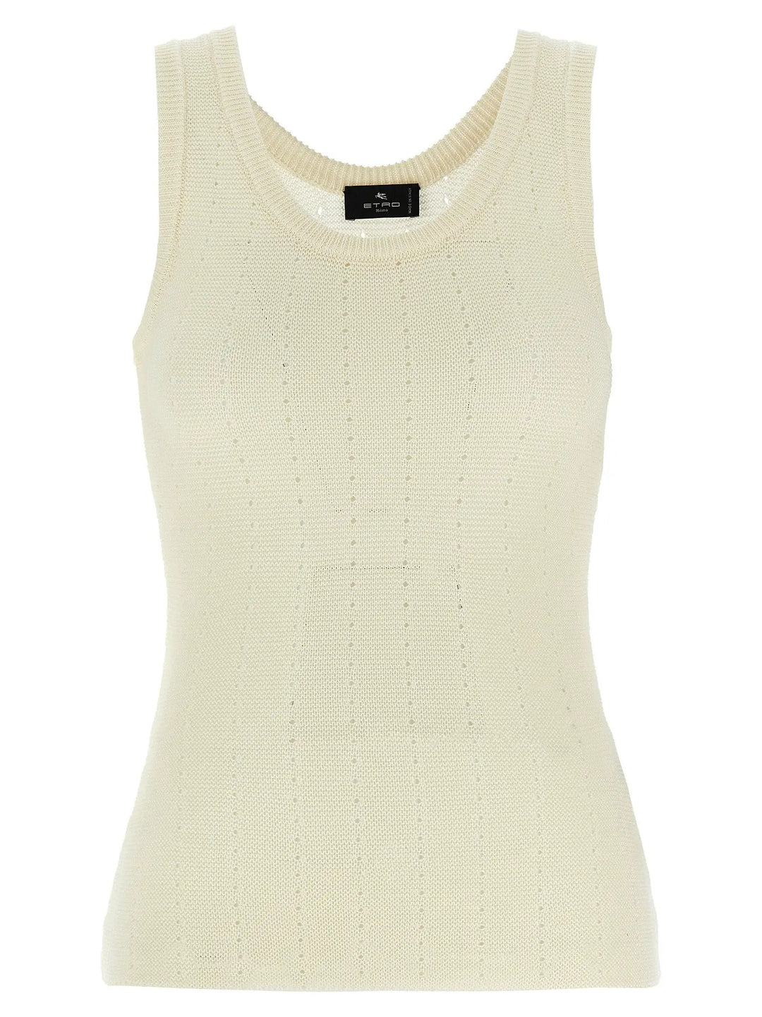 Etro White Silk Sleeveles T-Shirt