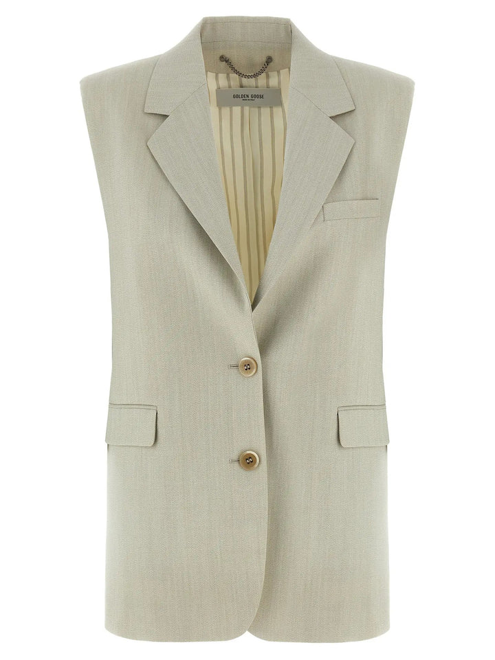 Golden Goose Beige Virgin Wool Sleeveless Jacket