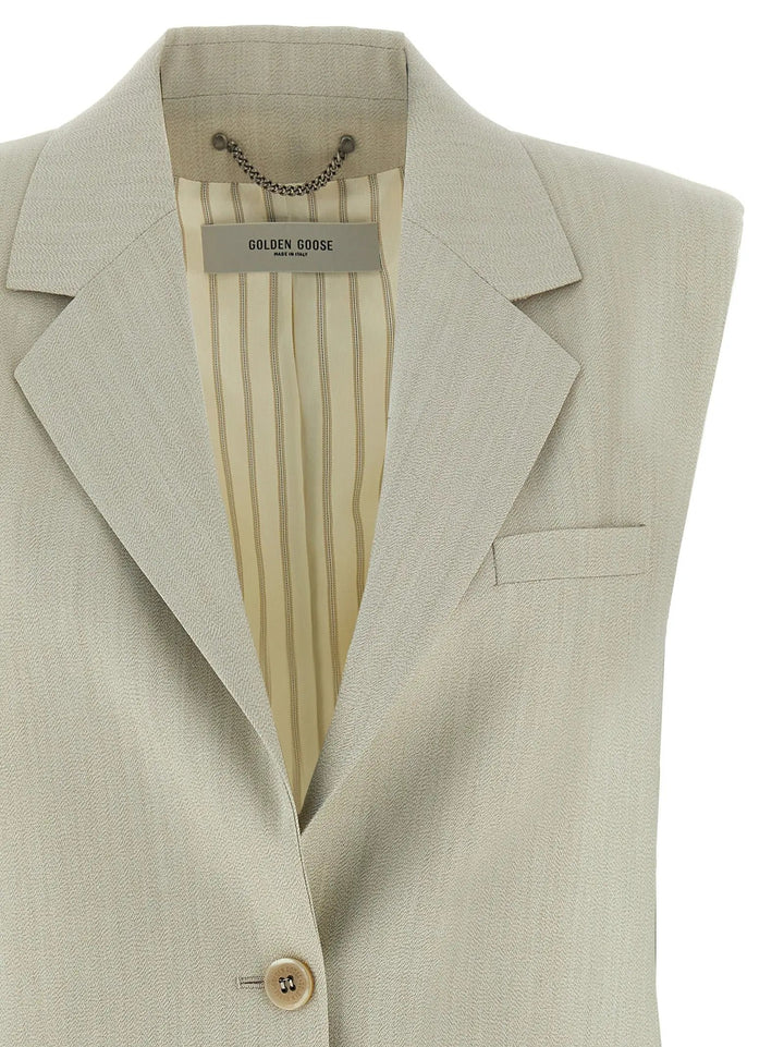 Golden Goose Beige Virgin Wool Sleeveless Jacket