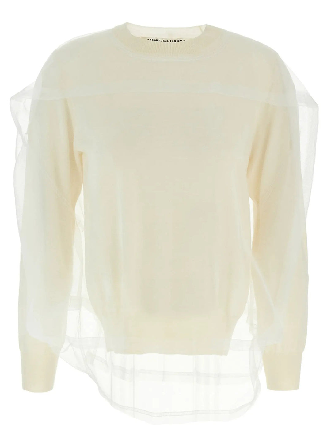 Comme Des Garçons White Wool Cardigan