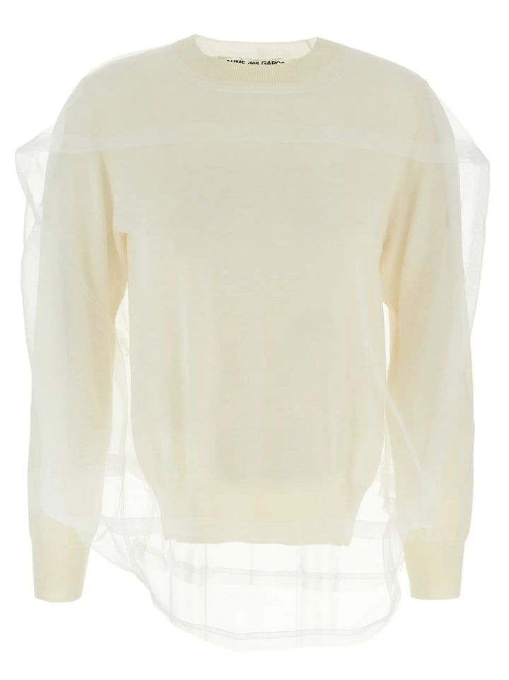 Comme Des Garçons White Wool Cardigan