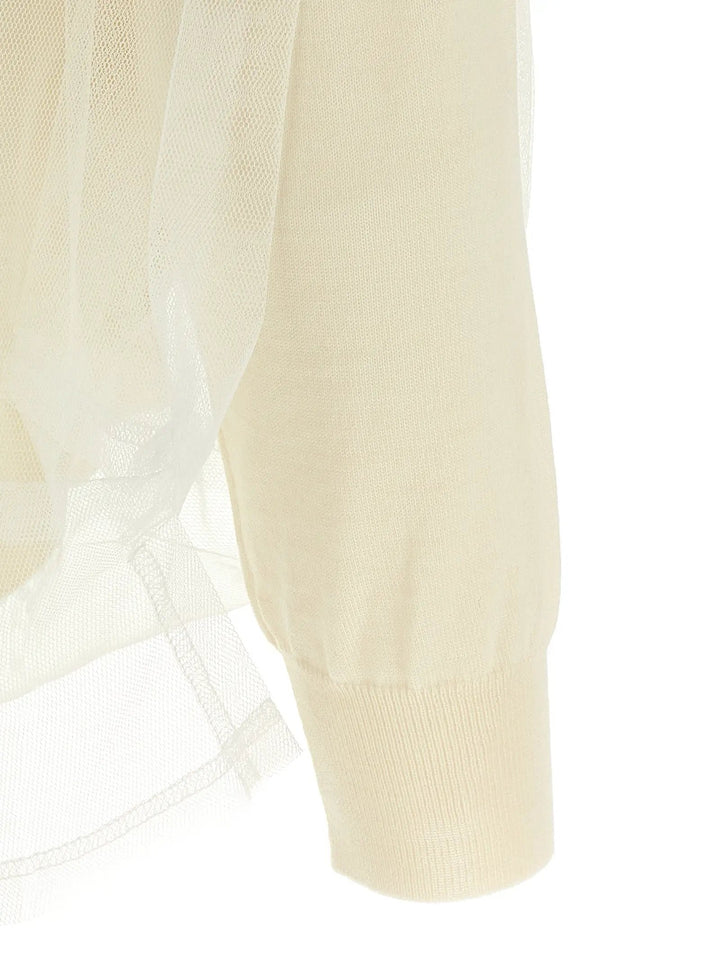 Comme Des Garçons White Wool Cardigan