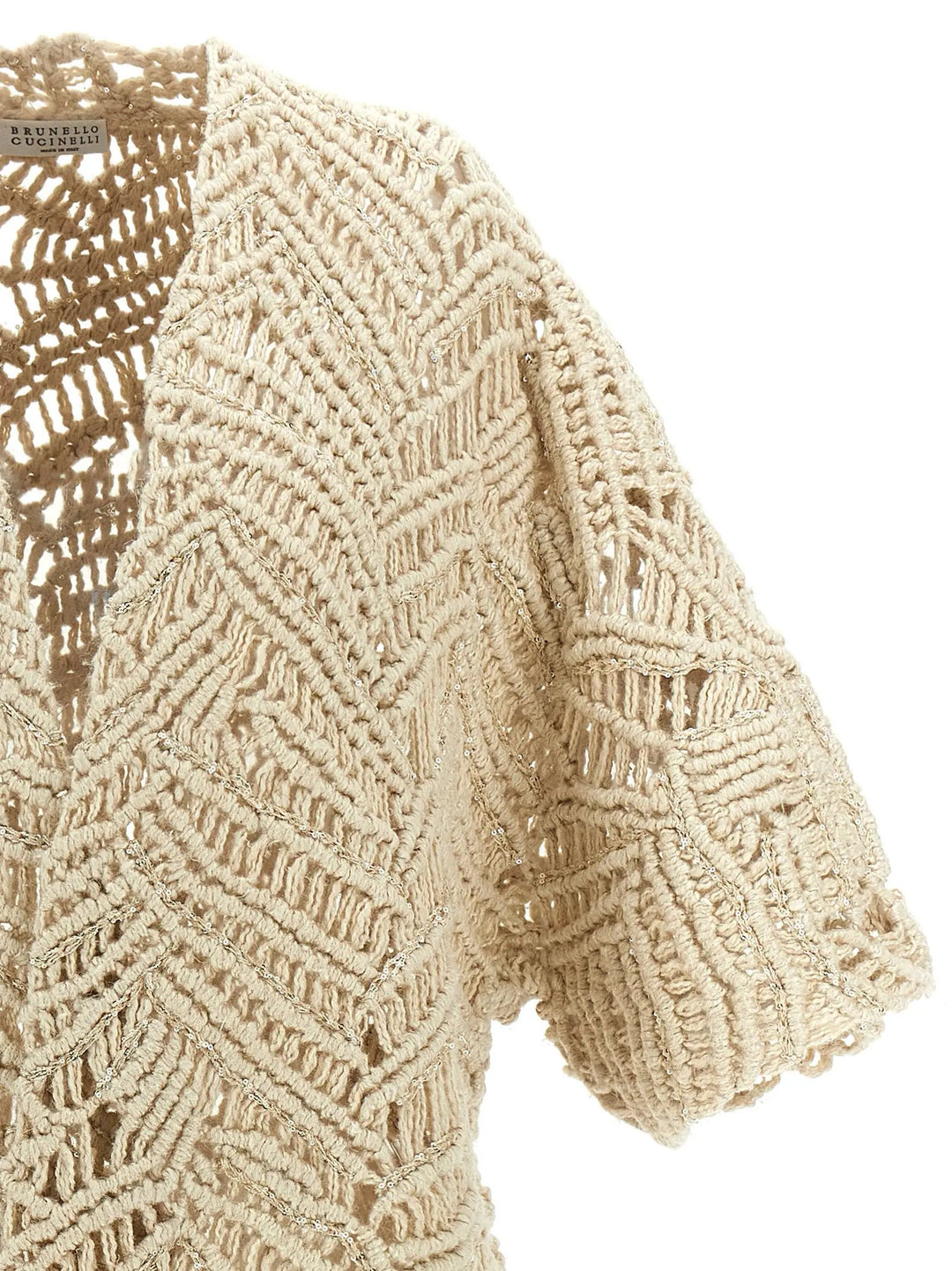 Brunello Cucinelli Beige Silk Cardigan