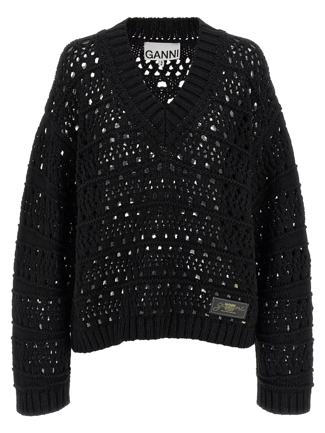 Ganni Black Cotton Cardigan