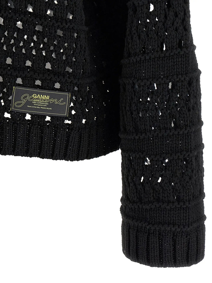 Ganni Black Cotton Cardigan