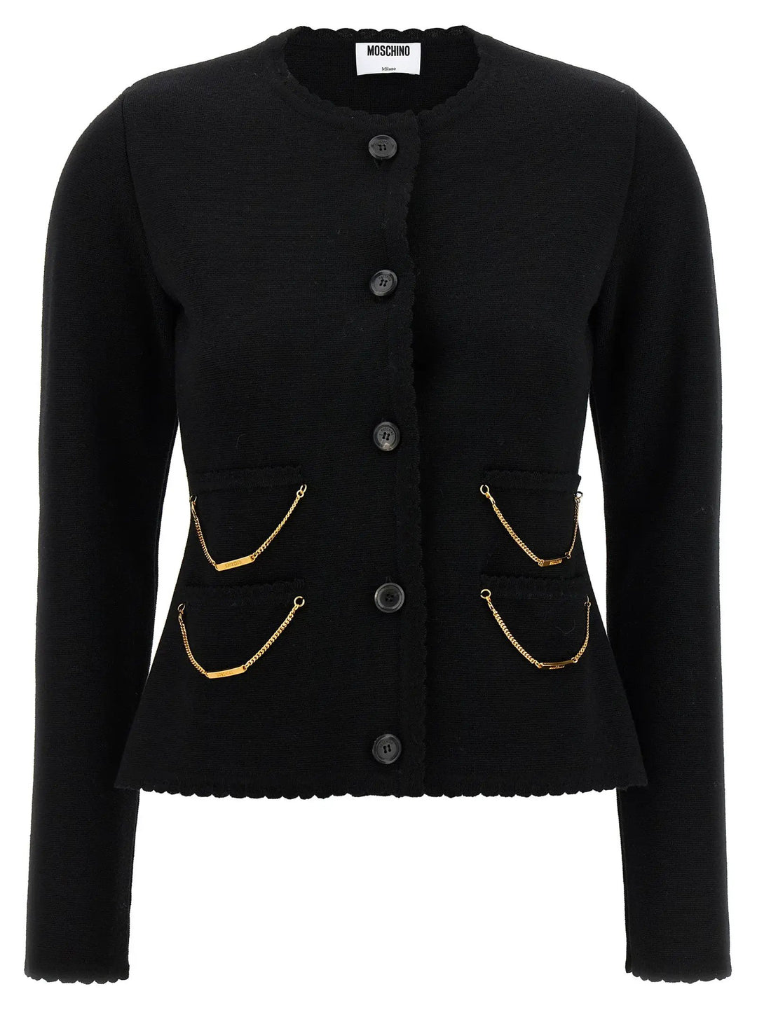 Moschino Black Virgin Wool Cardigan