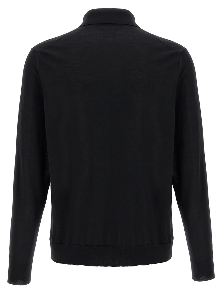 Kiton Black Wool Polo Shirt