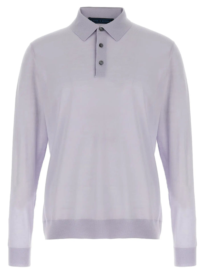 Kiton Blue Wool Polo Shirt
