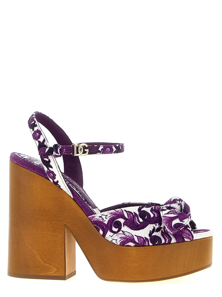 Dolce &amp; Gabbana Purple Cotton Stiletto Heel Sandals