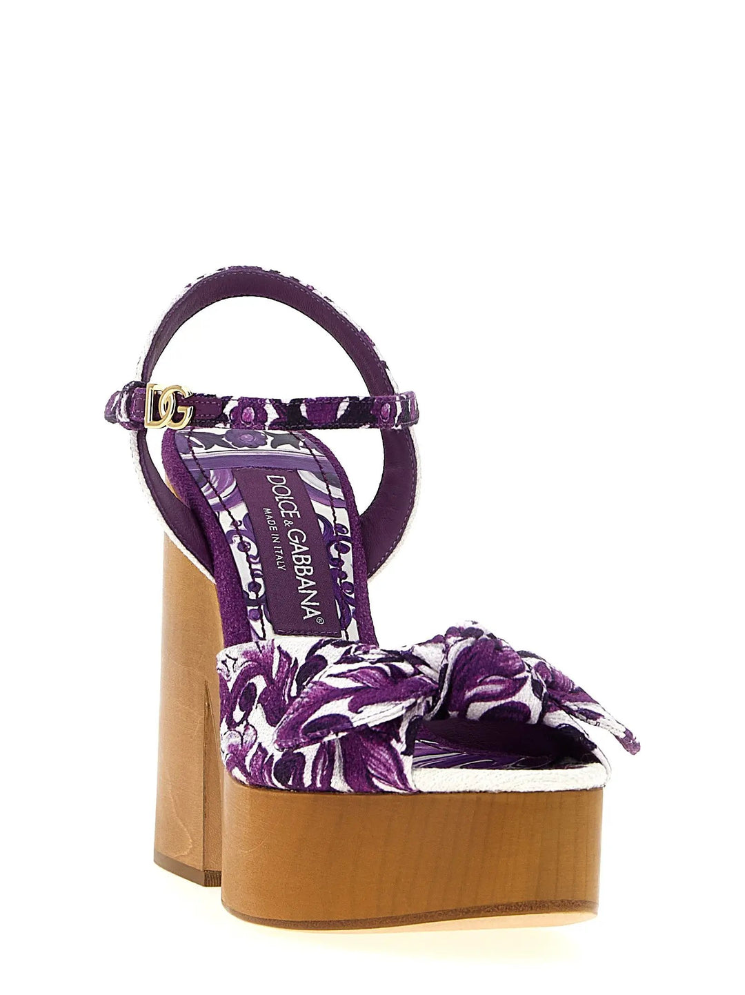 Dolce &amp; Gabbana Purple Cotton Stiletto Heel Sandals