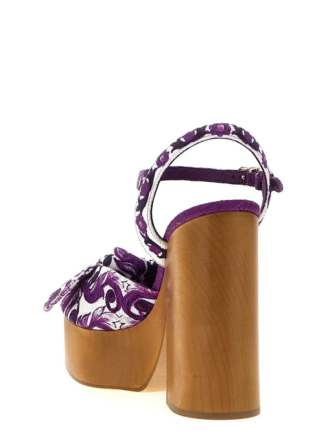 Dolce &amp; Gabbana Purple Cotton Stiletto Heel Sandals