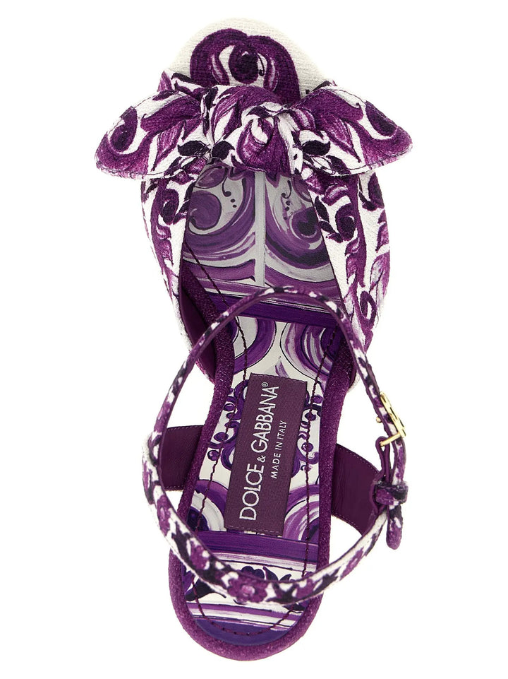 Dolce &amp; Gabbana Purple Cotton Stiletto Heel Sandals