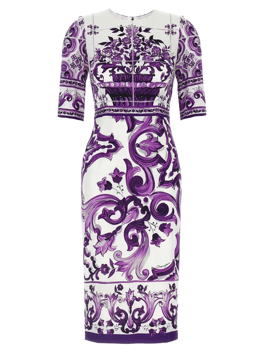 Dolce &amp; Gabbana Purple Silk Midi Dress
