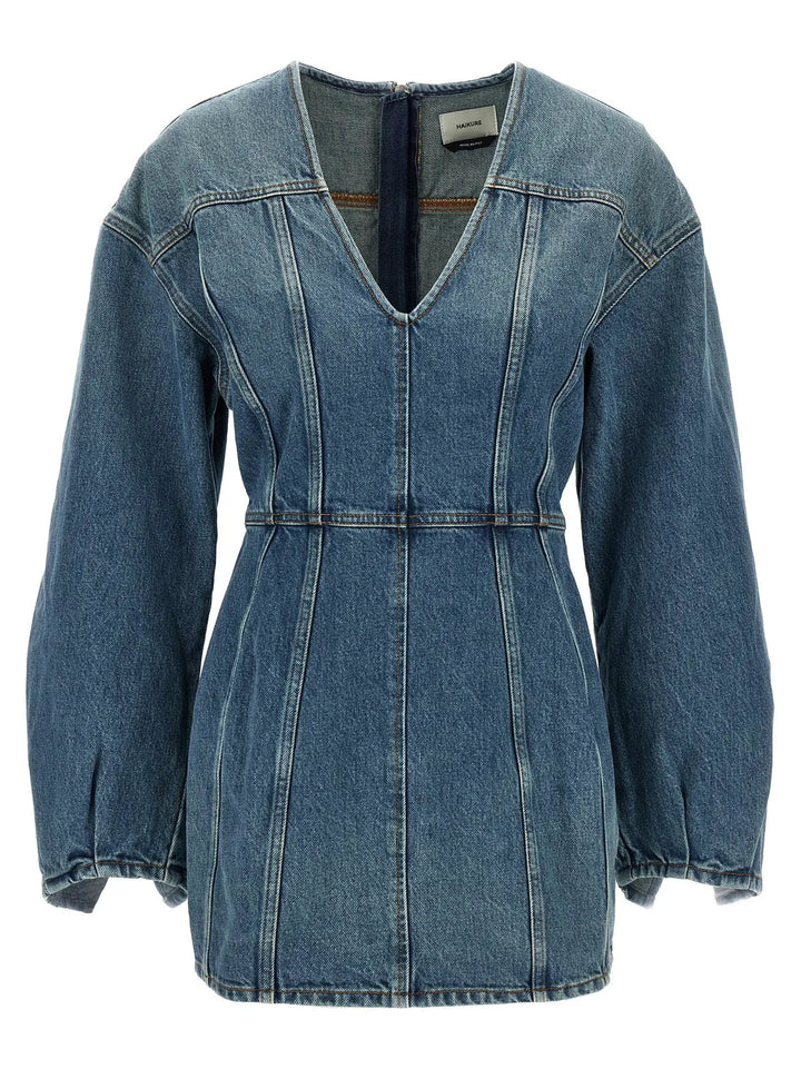 Haikure Blue Cotton Short Dress
