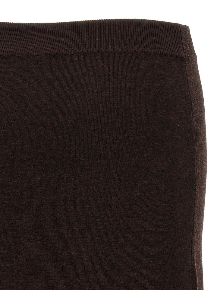 Victoria Beckham Brown Wool Midi Skirt