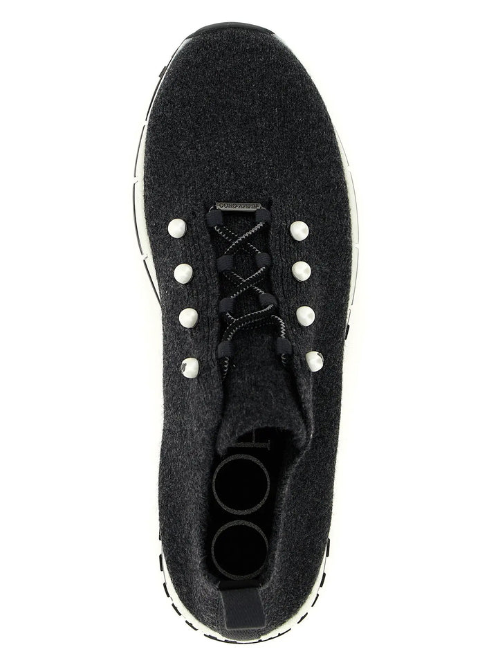 Jimmy Choo Black Tencel Low Top Sneakers