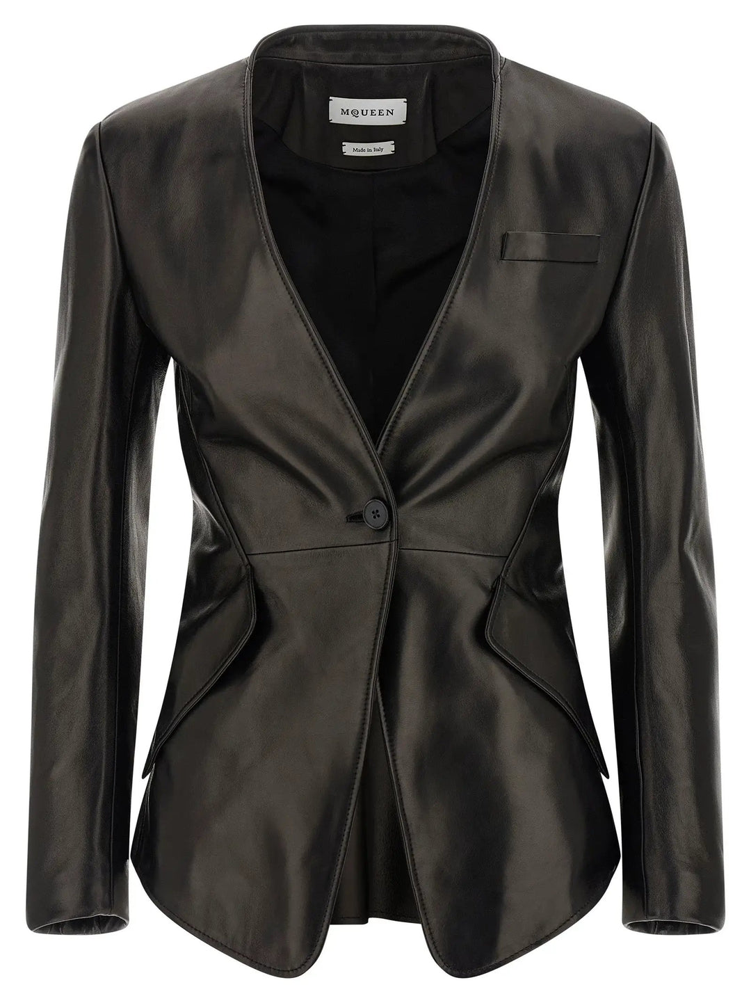 Alexander McQueen Black Lamb Leather Blazer