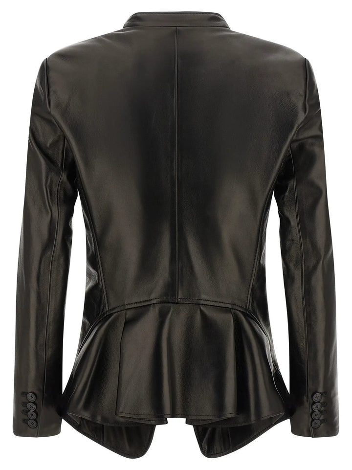 Alexander McQueen Black Lamb Leather Blazer