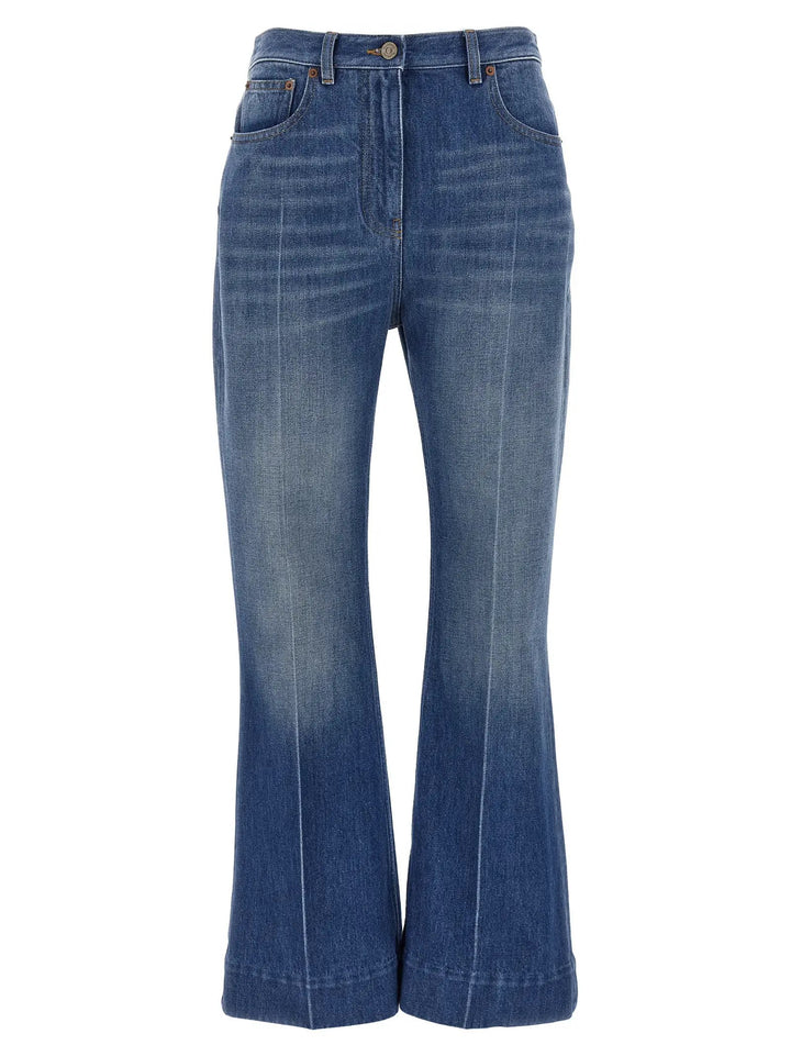 Valentino Garavani Blue Cotton Flared Jeans