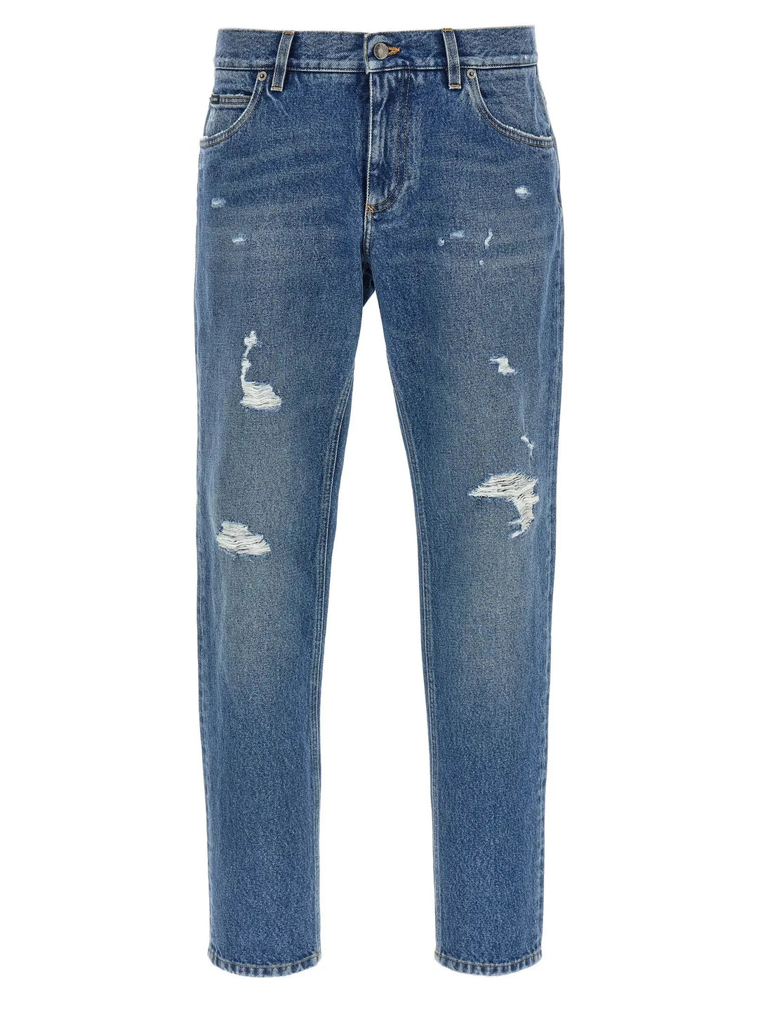 Dolce &amp; Gabbana Blue Cotton Straight-Leg Jeans