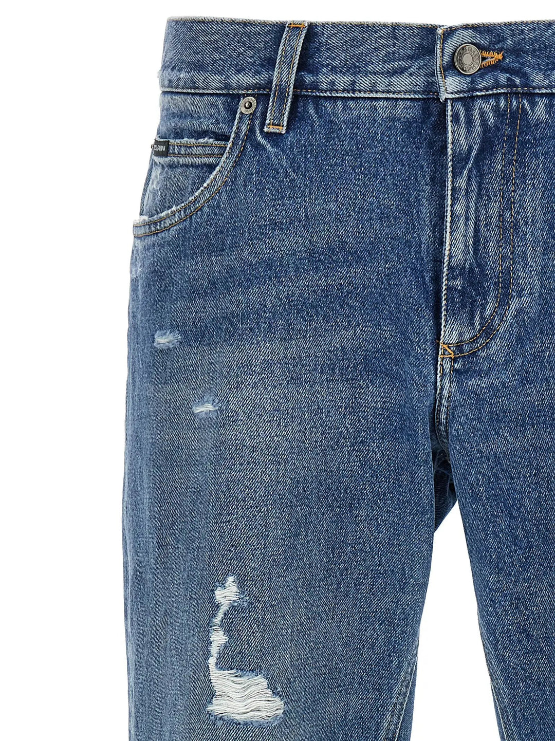 Dolce &amp; Gabbana Blue Cotton Straight-Leg Jeans