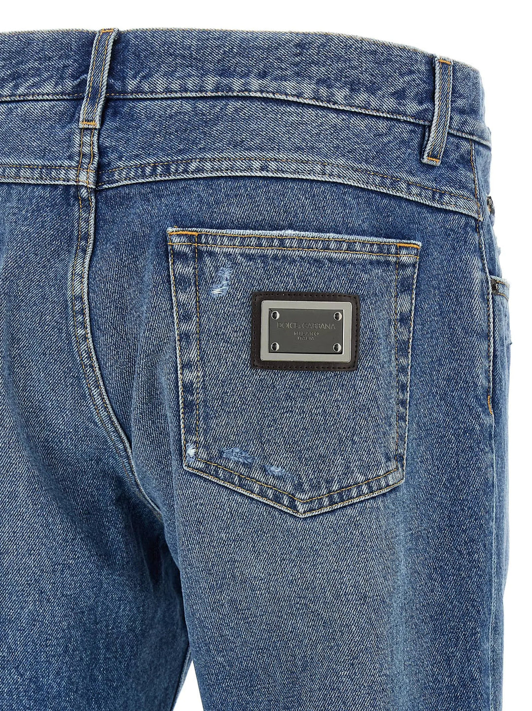 Dolce &amp; Gabbana Blue Cotton Straight-Leg Jeans