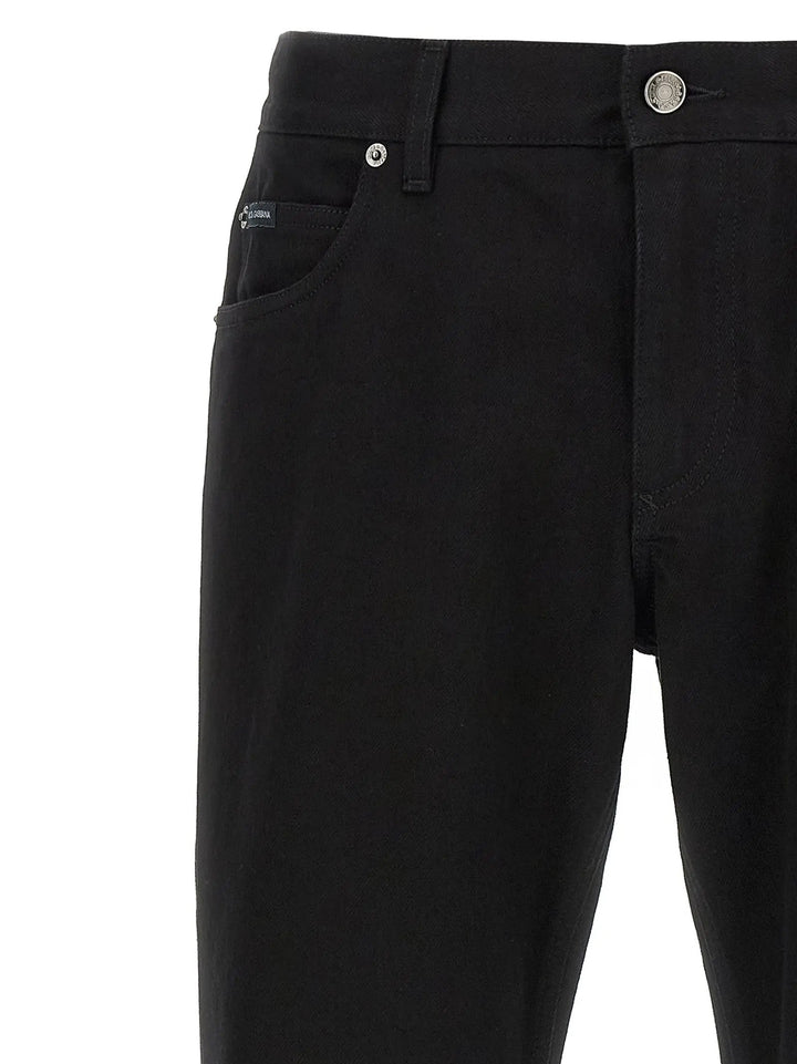 Dolce &amp; Gabbana Black Cotton Straight-Leg Jeans