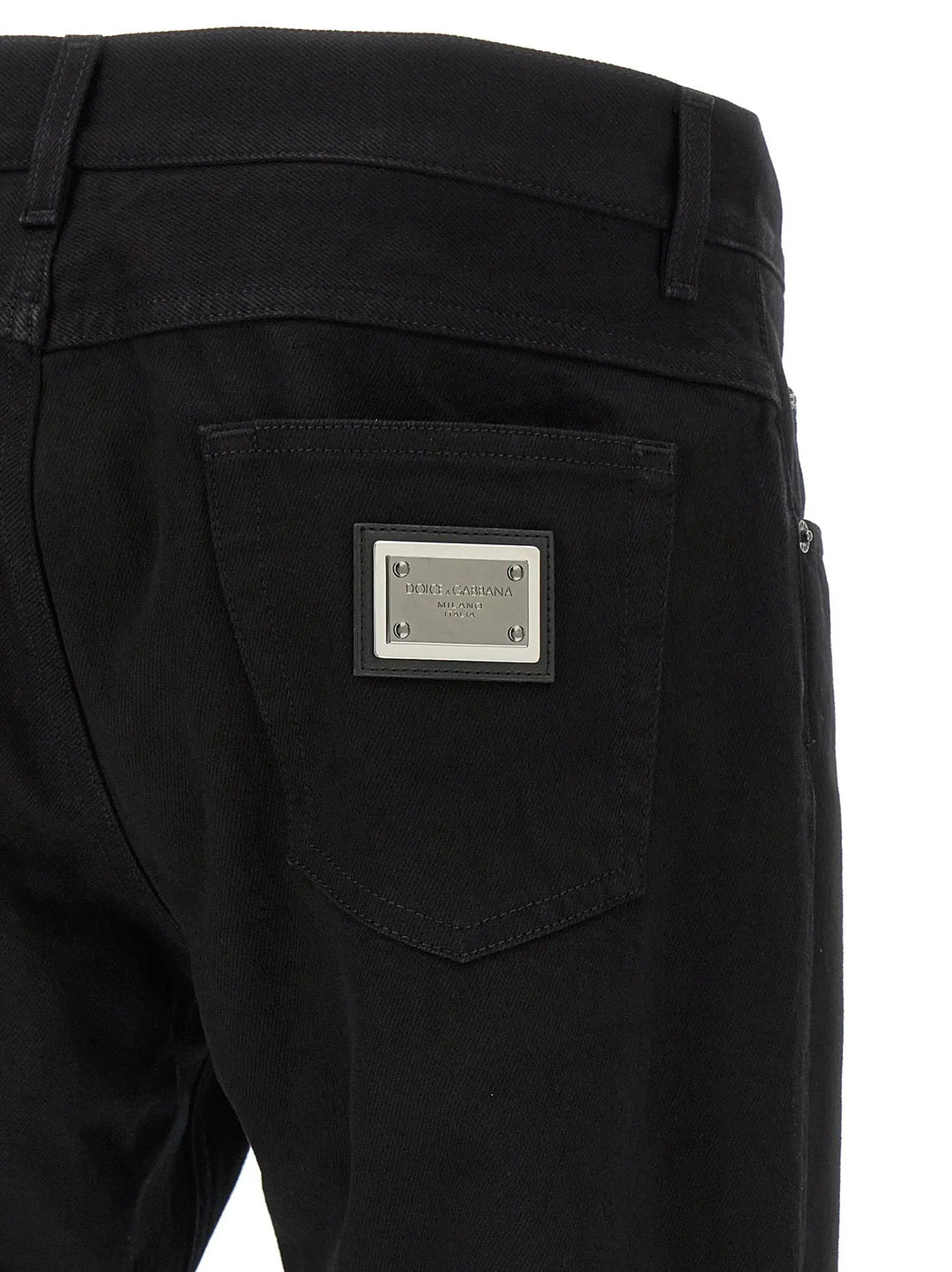 Dolce &amp; Gabbana Black Cotton Straight-Leg Jeans