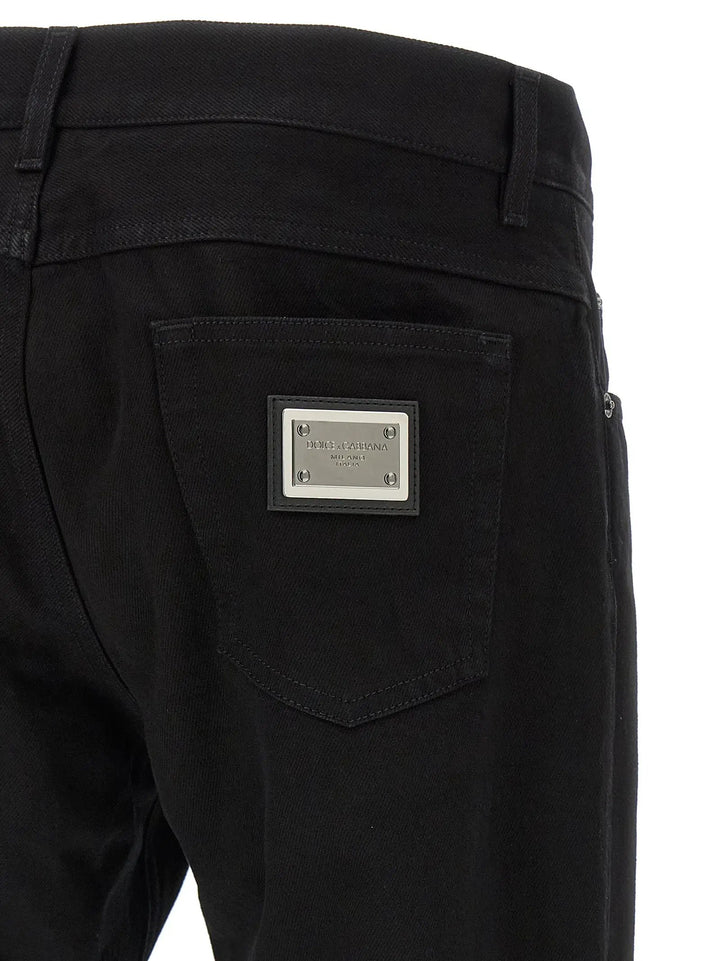 Dolce &amp; Gabbana Black Cotton Straight-Leg Jeans