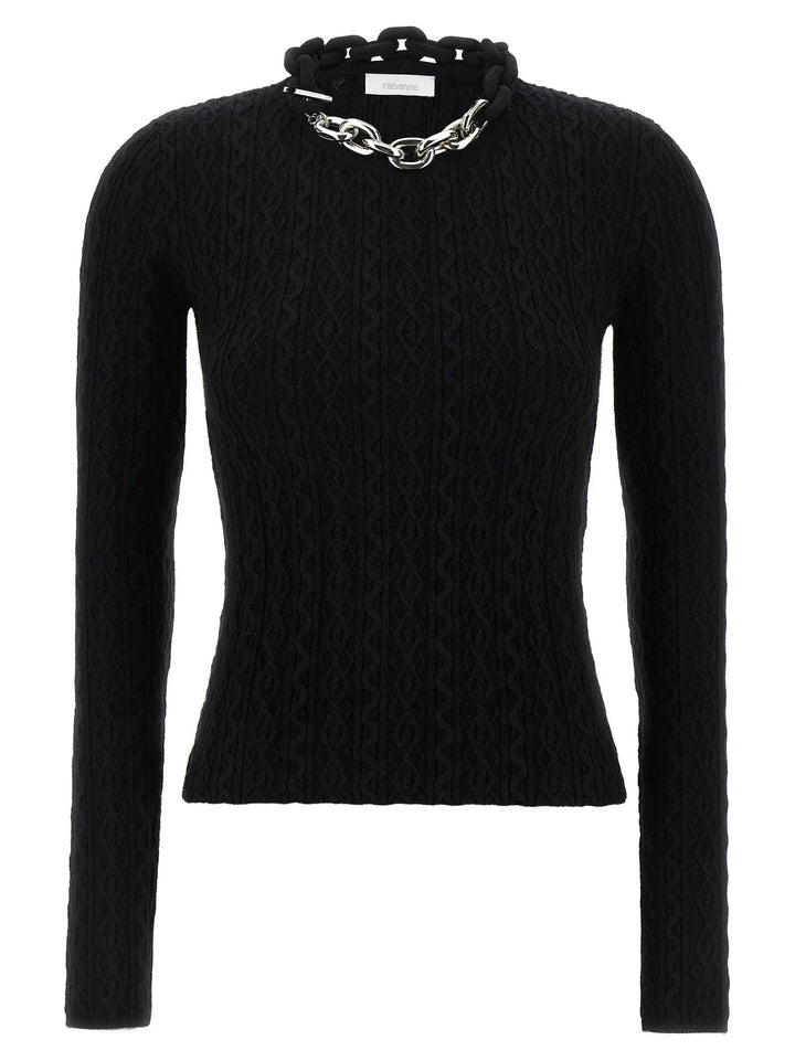 Paco Rabanne Black Wool Cardigan