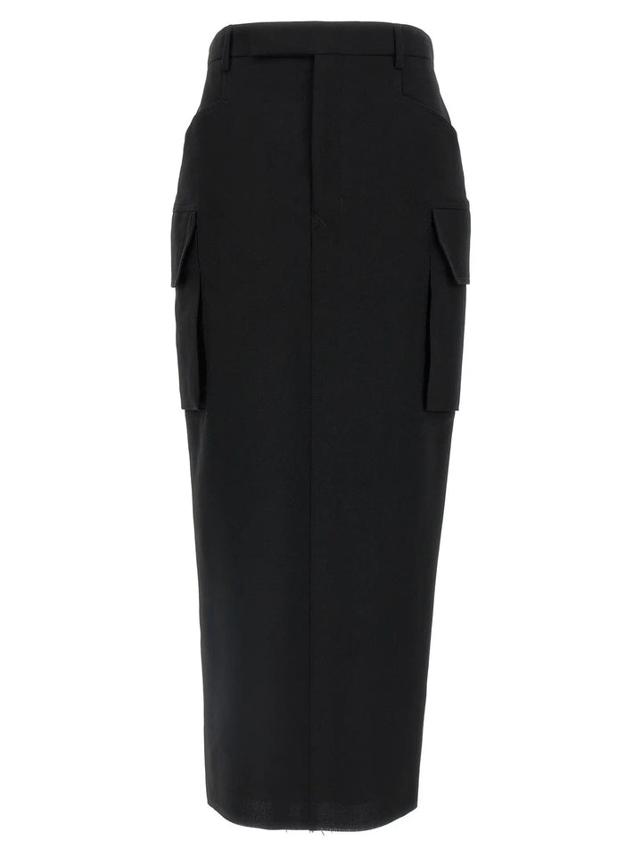 Rick Owens Black Wool Midi Skirt
