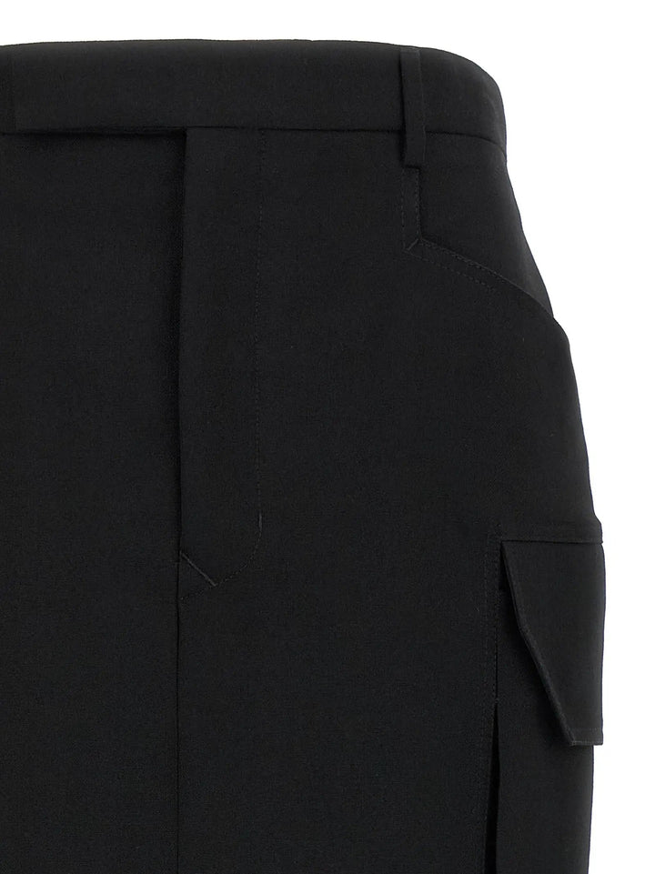 Rick Owens Black Wool Midi Skirt