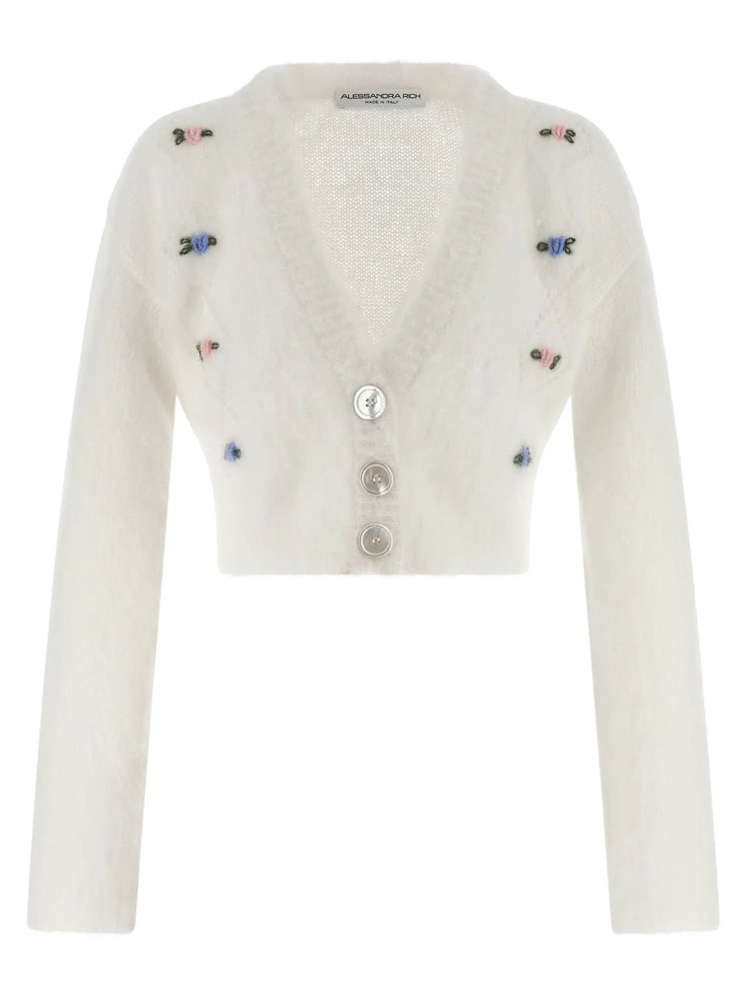 Alessandra Rich White Wool Cardigan