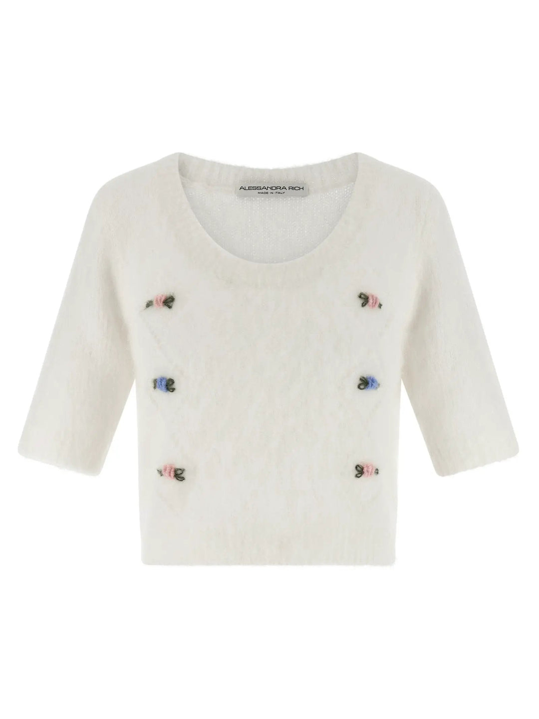 Alessandra Rich White Wool Cardigan