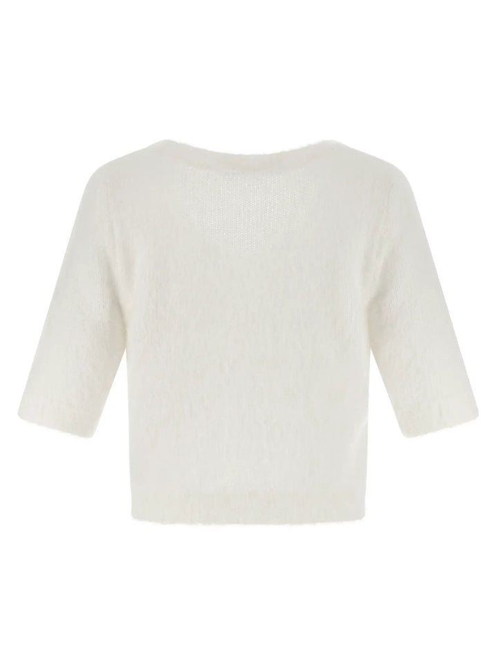 Alessandra Rich White Wool Cardigan