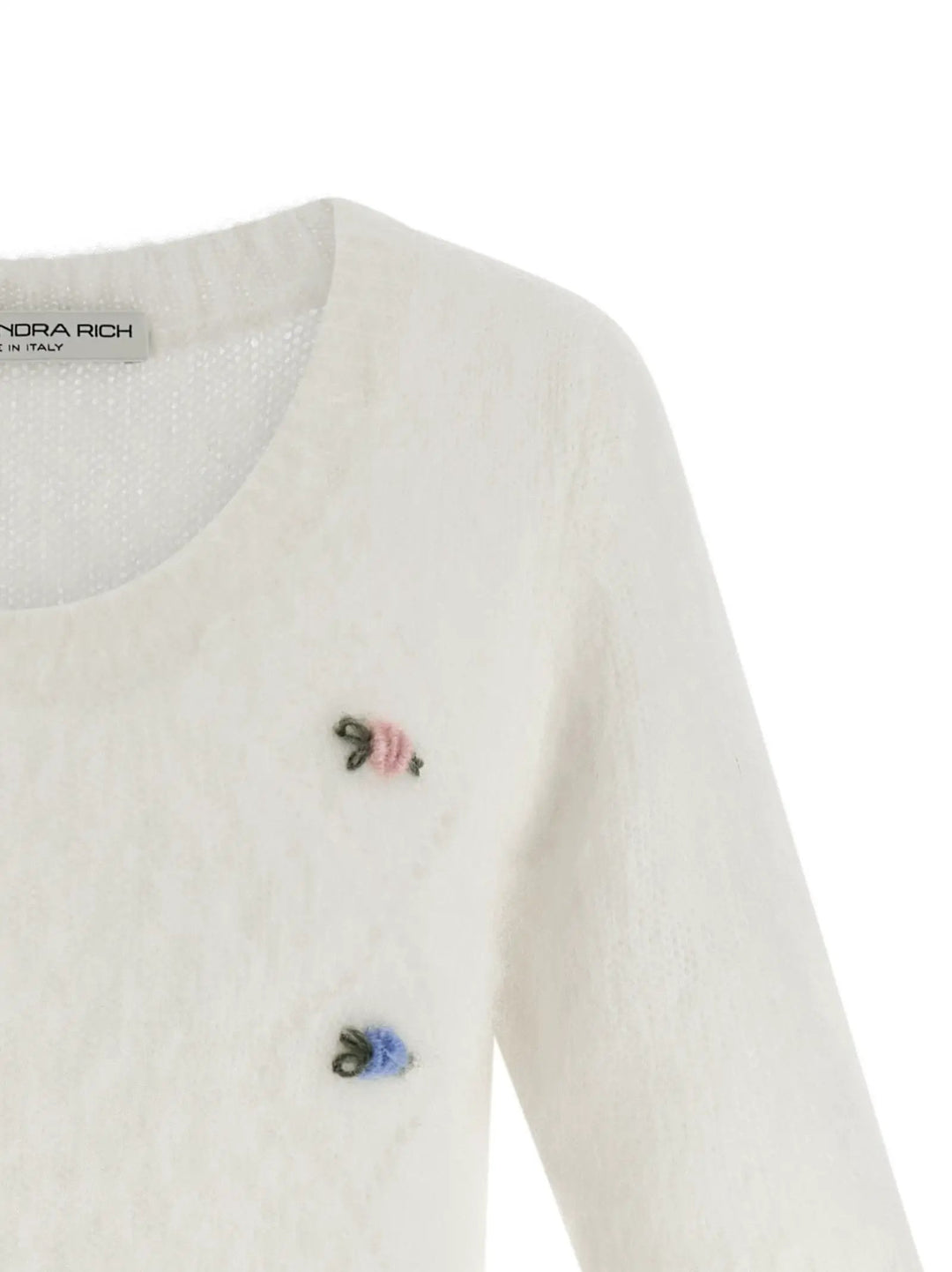 Alessandra Rich White Wool Cardigan