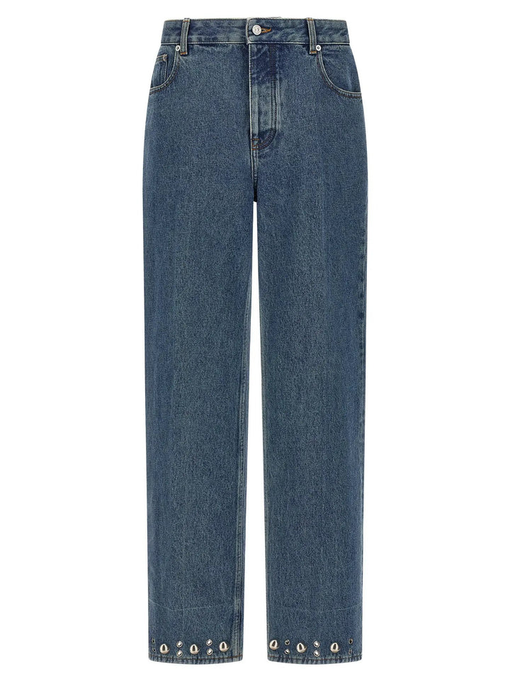 Valentino Garavani Blue Cotton Straight-Leg Jeans
